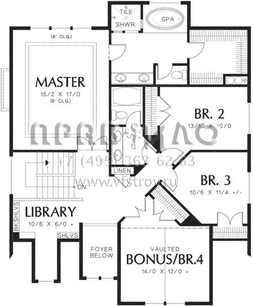 Проект двухэтажного дома с гаражом на три и более машин в американском стиле S5-239 (2559-00732)
