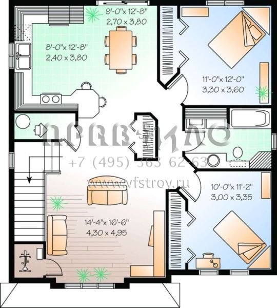 Проект двухэтажного дома без гаража в стиле Ранчо S5-198 (034-00908)