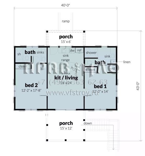 Проект одноэтажного дома без гаража в стиле Ранчо S5-93 (028-00178)