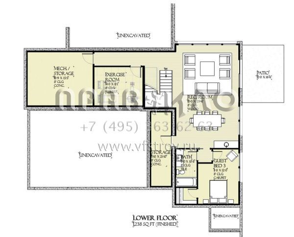 Проект дома с цокольным этажом и гаражом на три машины S5-233 (1637-00158)