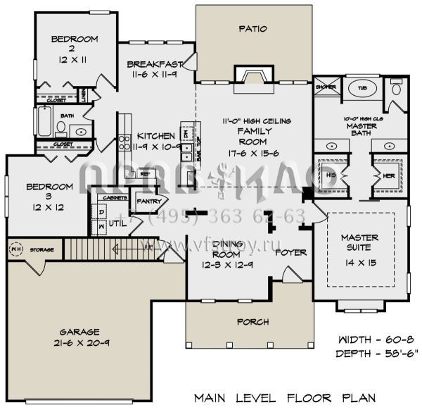 Проект одноэтажного дома с гаражом на две машины в стиле Ранчо S5-179 (6082-00148)