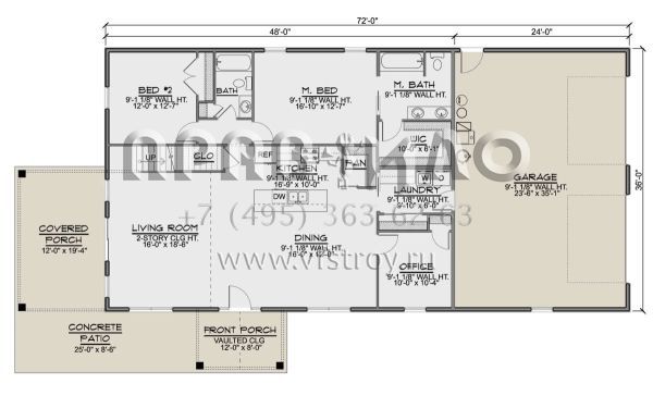 Проект двухэтажного дома с гаражом на три и более машин в стиле БарнХаус S5-255 (5032-00140)