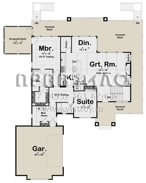 Проект одноэтажного дома с гаражом на две машины в стиле Шале S5-167 (963-00369)