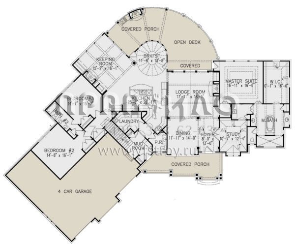 Проект двухэтажного дома с гаражом на три и более машин в американском стиле S5-423 (699-00328)