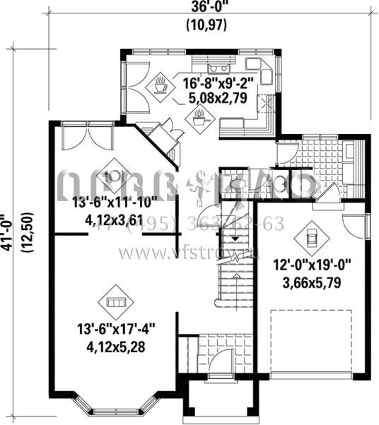 Проект двухэтажного дома с гаражом на одну машину в английском стиле S5-173 (6146-00043)