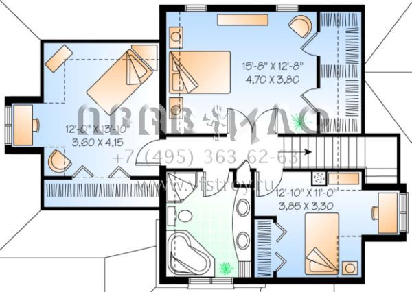 Проект двухэтажного дома с гаражом на одну машину в стиле Ранчо S5-170 (034-00146)