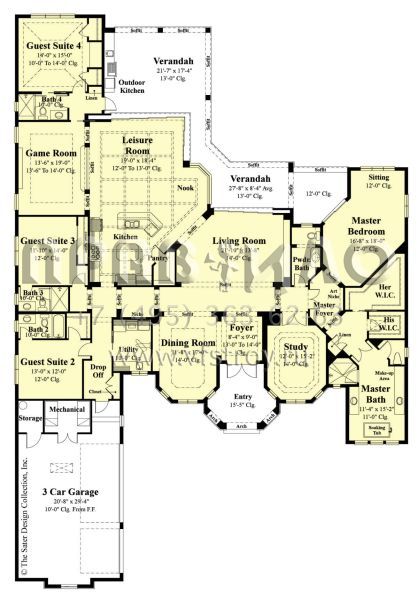 Проект одноэтажного дома с гаражом на три и более машин в прибрежном стиле S5-398 (8436-00085)
