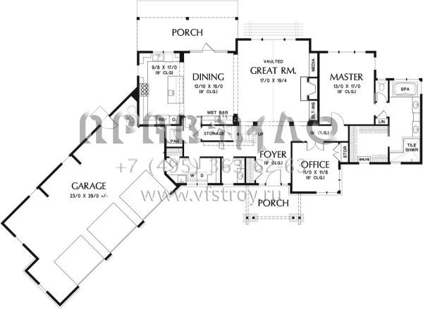 Проект двухэтажного дома с гаражом на три и более машин в стиле Шале S5-277 (2559-00746)
