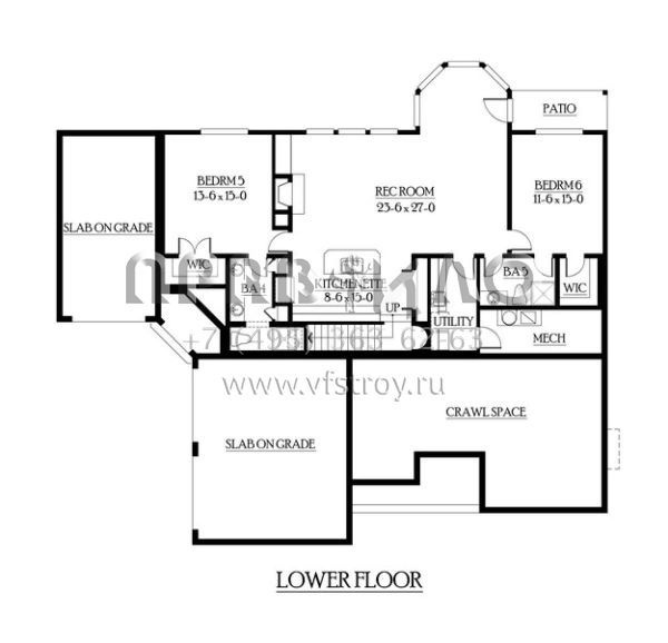 Проект двухэтажного дома с гаражом на три и более машин в стиле Ранчо S5-569 (341-00268)