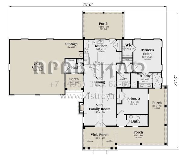 Проект одноэтажного дома с гаражом на две машины в современном стиле S5-123 (009-00343)