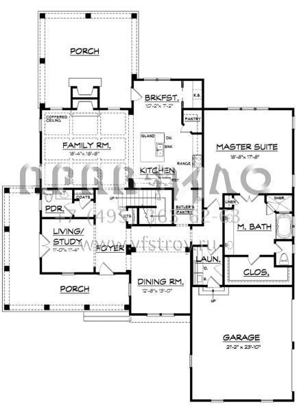 Проект двухэтажного дома с гаражом на две машины в американском стиле S5-285 (3418-00001)