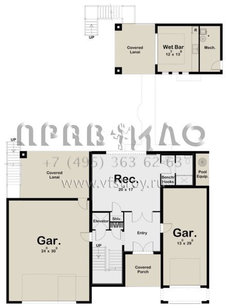 Проект трехэтажного дома с гаражом на три и более машин в прибрежном стиле S5-407 (963-00482)