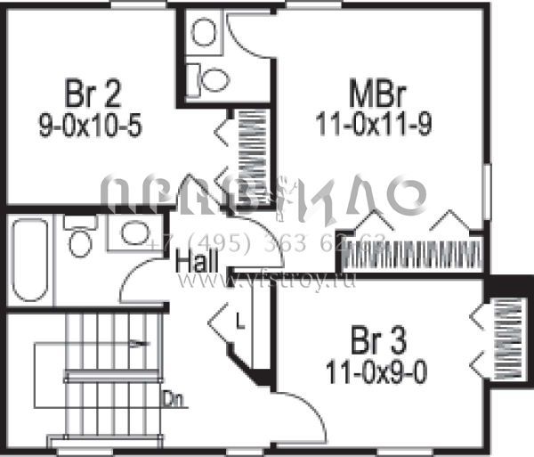 Проект двухэтажного дома с гаражом на две машины в стиле Ранчо S5-122 (5633-00133)