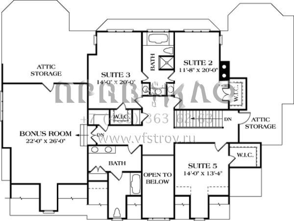 Проект двухэтажного дома с гаражом на три и более машин в стиле Ранчо S5-571 (3323-00436)