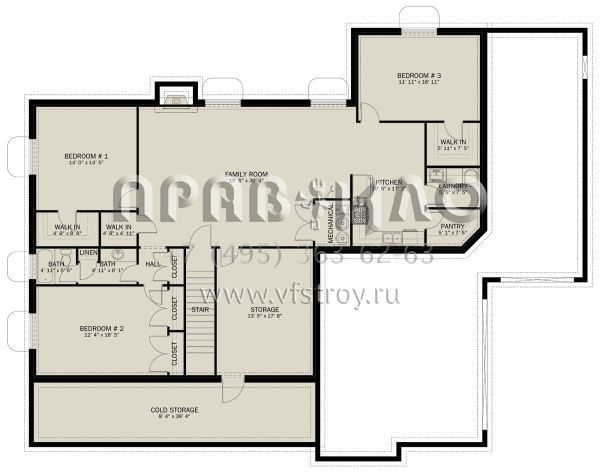 Проект одноэтажного дома с гаражом на три и более машин в американском стиле S5-218 (2802-00162)