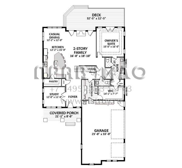 Проект двухэтажного дома с гаражом на три и более машин в американском стиле S5-276 (6849-00052)