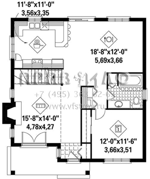 Проект двухэтажного дома без гаража в стиле Ранчо S5-169 (6146-00263)