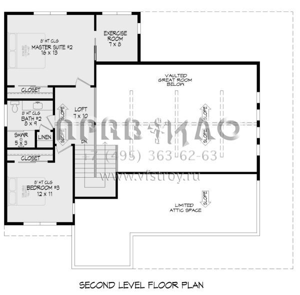 Проект двухэтажного дома без гаража в стиле Ранчо S5-223 (940-00821)