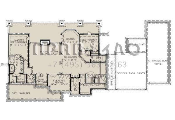 Проект одноэтажного дома с гаражом на три и более машин в американском стиле S5-240 (699-00302)