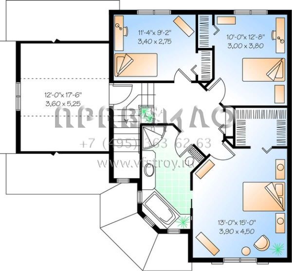 Проект двухэтажного дома с гаражом на одну машину в английском стиле S5-148 (034-00917)