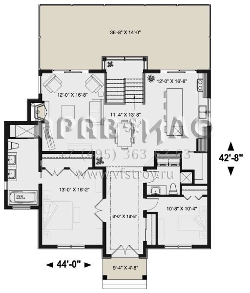 Проект одноэтажного дома без гаража в современном стиле S5-294 (034-01220)