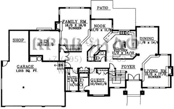 Проект двухэтажного дома с гаражом на три и более машин в английском стиле S5-384 (692-00115)