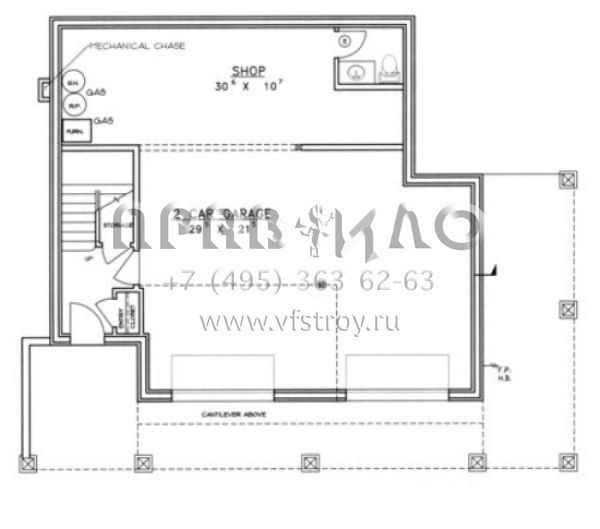 Проект двухэтажного дома с гаражом на две машины в стиле Шале S5-175 (039-00235)