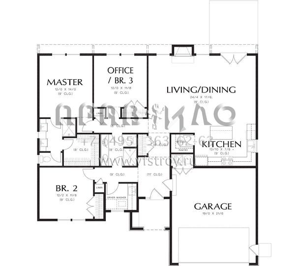 Проект одноэтажного дома с гаражом на две машины в английском стиле S5-151 (2559-00672)