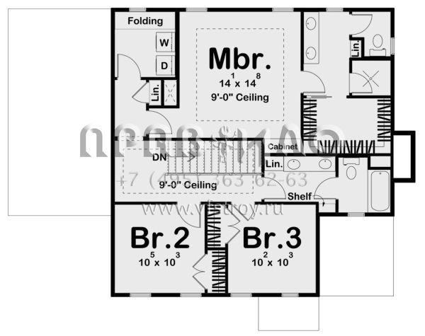 Проект двухэтажного дома с гаражом на одну машину в стиле Ранчо S5-182 (963-00755)