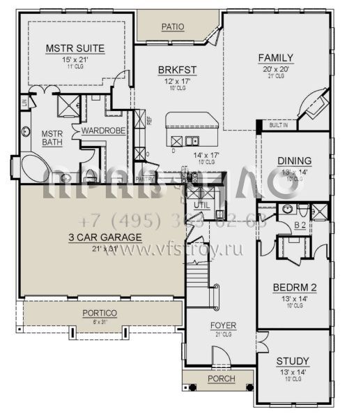 Проект двухэтажного дома с гаражом на три и более машин в современном стиле S5-474 (5445-00413)