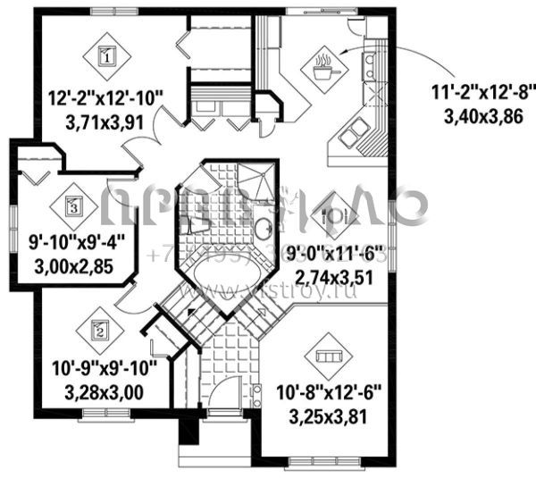 Проект одноэтажного дома без гаража в английском стиле S5-102 (6146-00272)