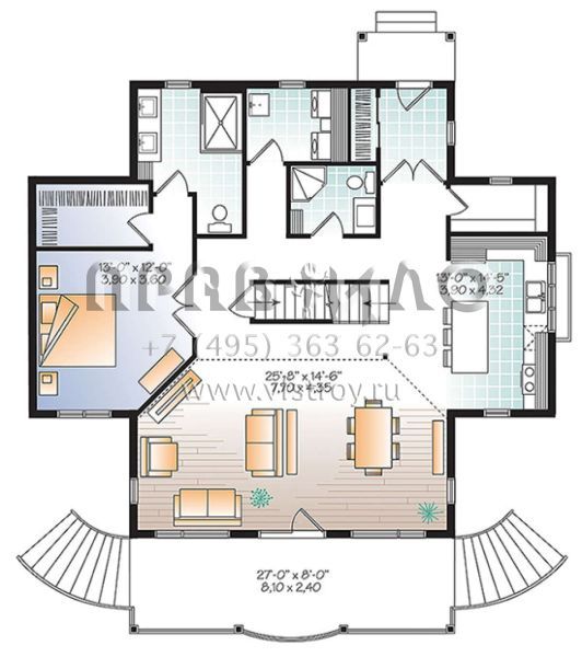 Проект двухэтажного дома без гаража в стиле Ранчо S5-196 (034-01079)
