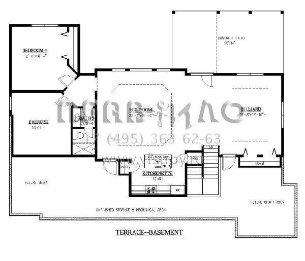 Проект одноэтажного дома с гаражом на три и более машин в американском стиле S5-213 (286-00056)