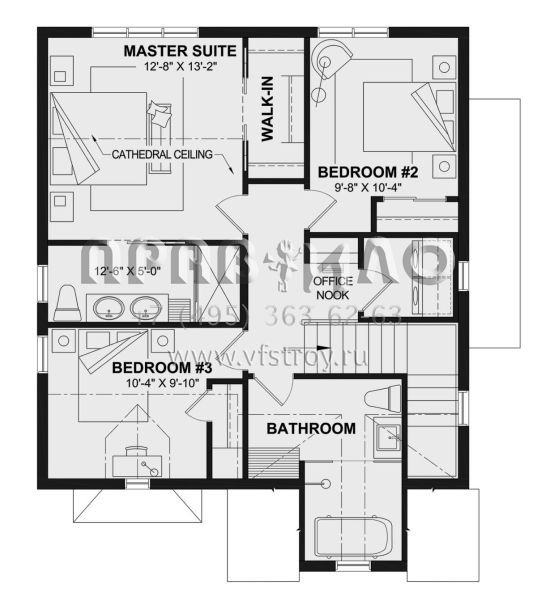 Проект двухэтажного дома без гаража в английском стиле S5-232 (034-01347)