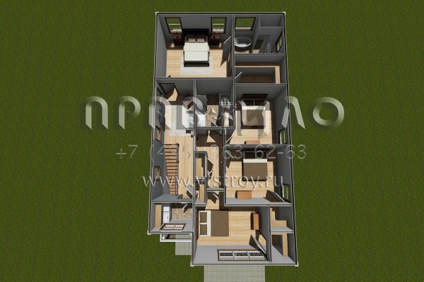 Проект двухэтажного дома с гаражом на две машины в современном стиле S5-197 (4848-00394)