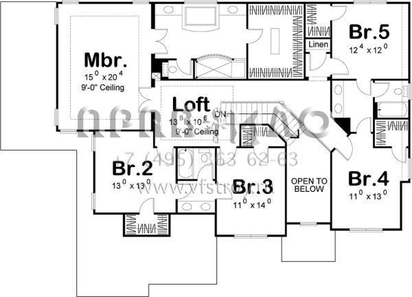Проект двухэтажного дома с гаражом на три и более машин в стиле Ранчо S5-324 (963-00213)