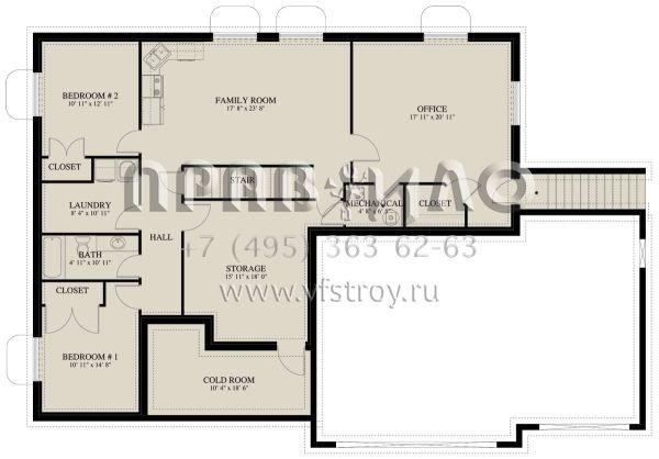 Проект одноэтажного дома с гаражом на три и более машин в стиле Ранчо S5-171 (2802-00190)