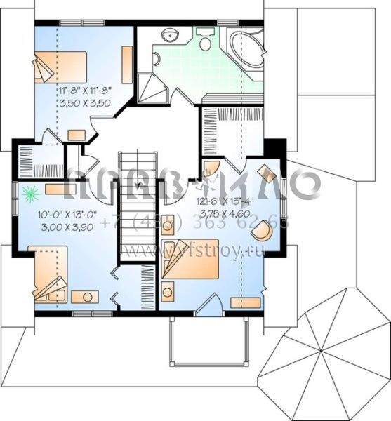 Проект двухэтажного дома без гаража в стиле Ранчо S5-167 (034-00953)