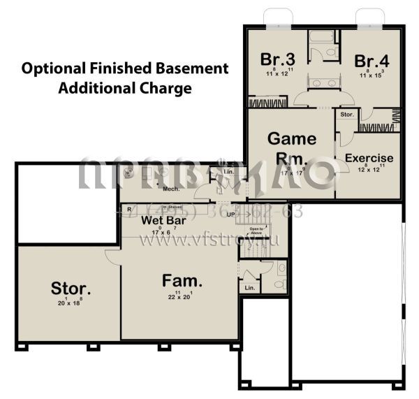 Проект одноэтажного дома с гаражом на три и более машин в современном стиле S5-242 (963-00766)