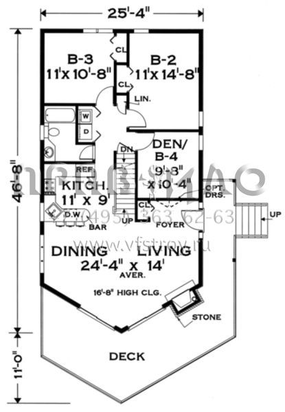 Проект двухэтажного дома с гаражом на одну машину в современном стиле S5-139 (033-00006)