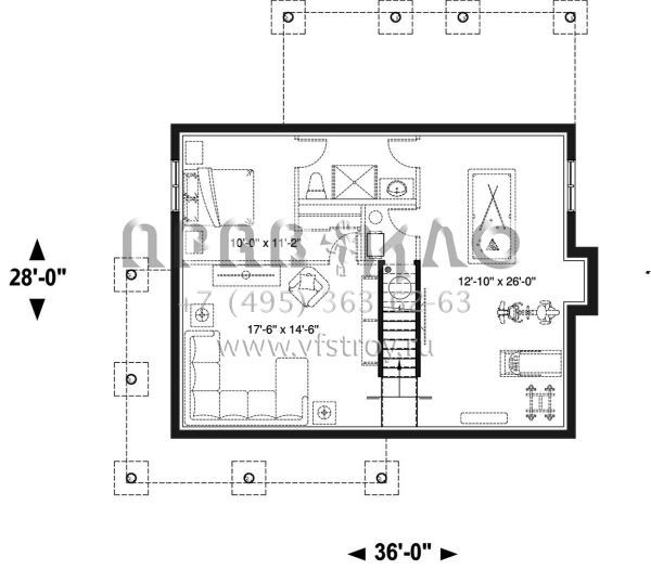 Проект одноэтажного дома без гаража в стиле Ранчо S5-165 (034-01141)