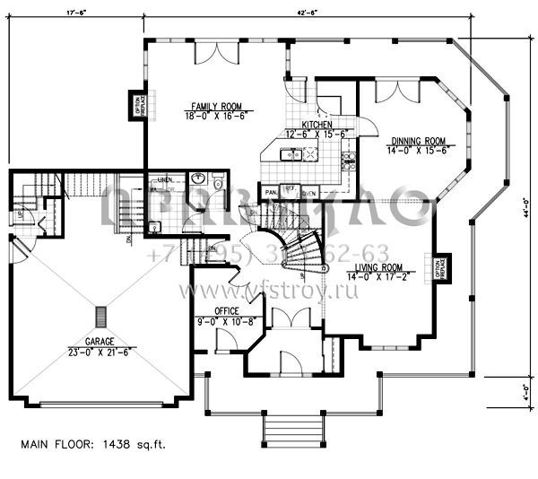 Проект двухэтажного дома с гаражом на две машины в стиле Ранчо S5-264 (1785-00135)