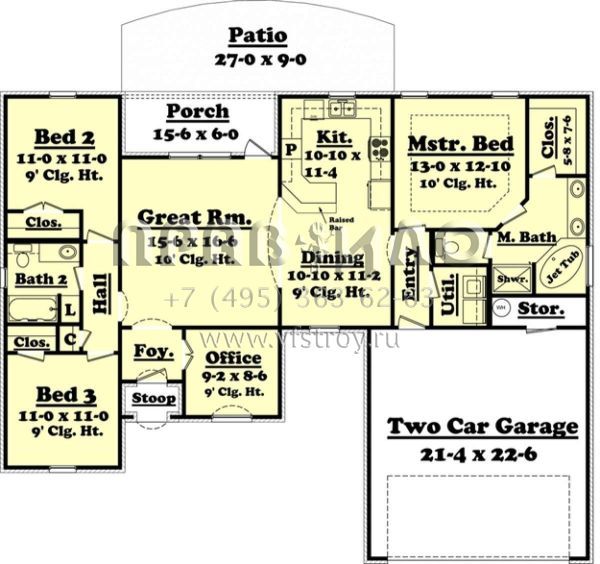 Проект одноэтажного дома с гаражом на две машины в английском стиле S5-139 (041-00056)