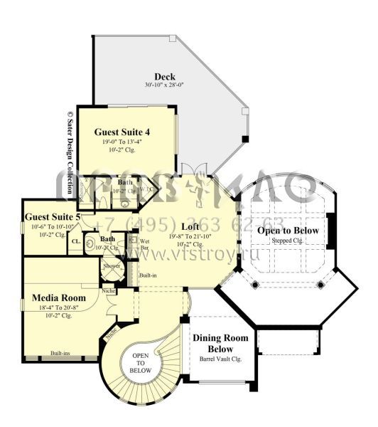 Проект двухэтажного дома с гаражом на три и более машин в прибрежном стиле S5-562 (8436-00034)