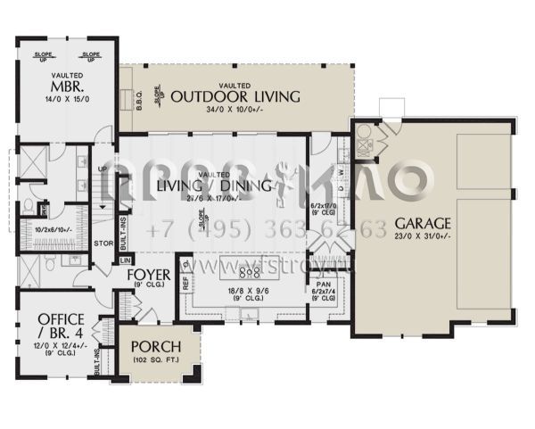 Проект двухэтажного дома с гаражом на три и более машин в современном стиле S5-204 (2559-00956)