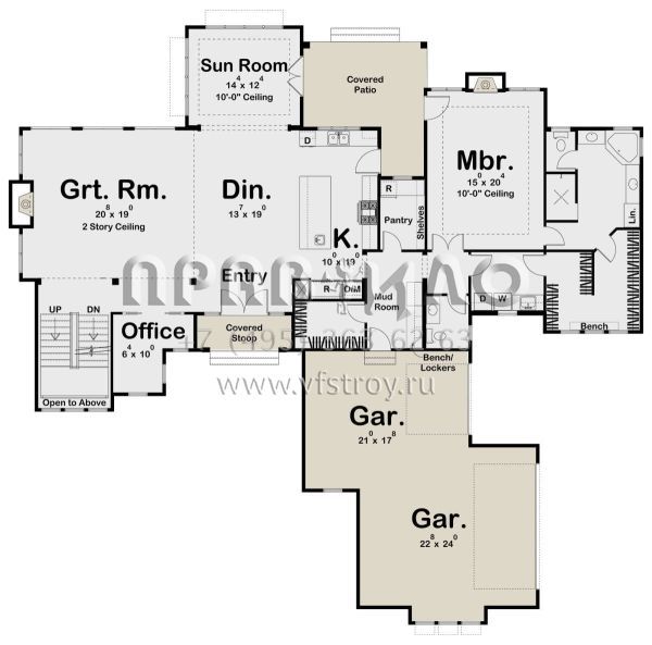 Проект двухэтажного дома с гаражом на три и более машин в английском стиле S5-343 (963-00589)