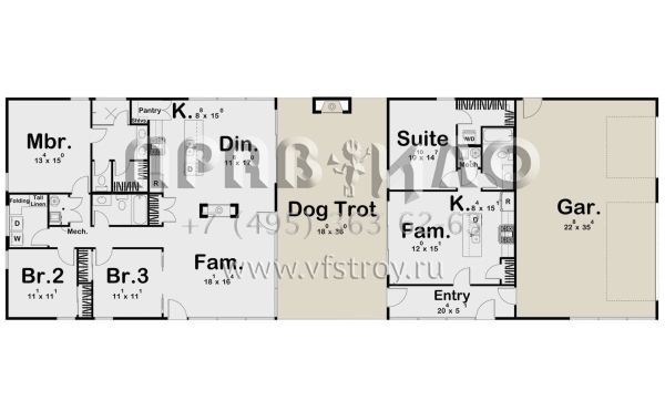 Проект одноэтажного дома с гаражом на три машины с плоской крышей S5-217 (963-00749)