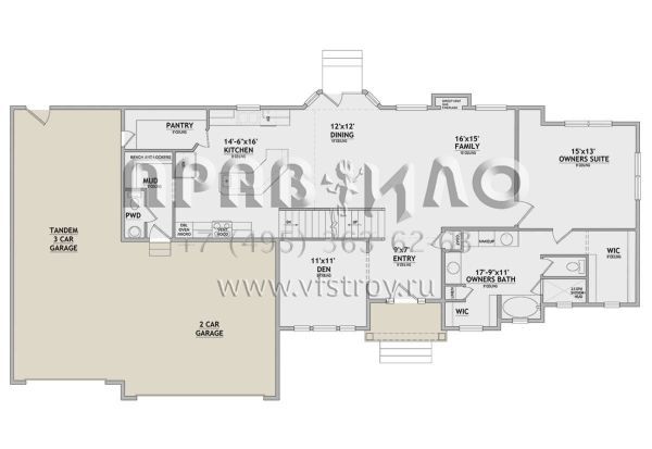 Проект двухэтажного дома с гаражом на три и более машин в американском стиле S5-238 (8768-00109)