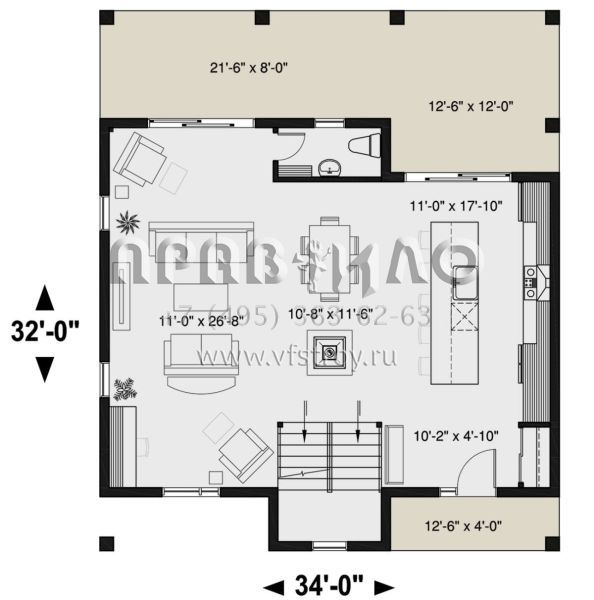 Проект двухэтажного дома без гаража в современном стиле S5-169 (034-01154)