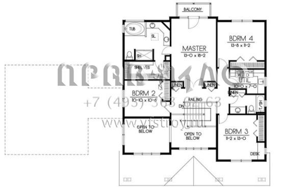 Проект двухэтажного дома с гаражом на две машины в стиле Ранчо S5-276 (692-00235)